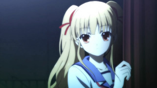 Blonde girl blue dress red - a red ribbon free wallpaper