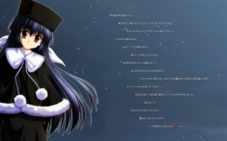 Anime character long black hair 2 - winter free wallpaper for desktop