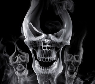 Skull burning cigarette black background - a skull free wallpaper