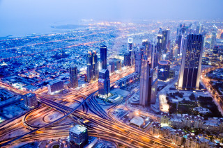Chicago night traffic city lights - charles martin free wallpaper