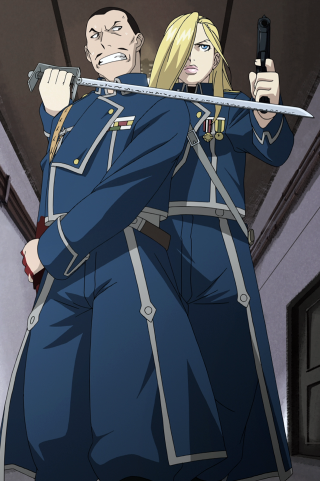 Man woman swords uniform smile - their face free wallpaper