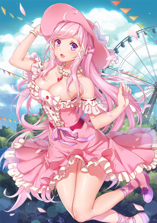 Woman pink dress hat ferris - a ferris free wallpaper