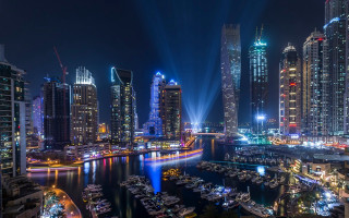 City skyline boats water lights - the building free wallpaper for desktop