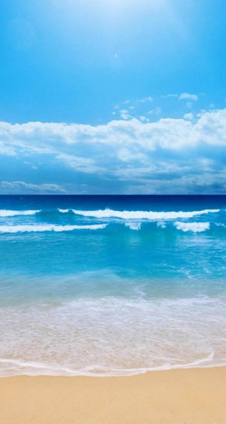 Beach surfboard blue sky clouds - a beach free wallpaper
