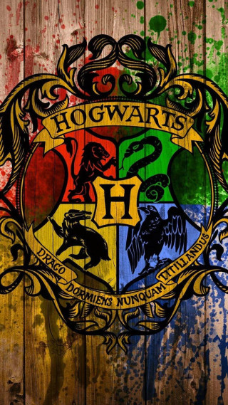 Hogwarts crest wooden wall paint 2 - paint splatter free wallpaper