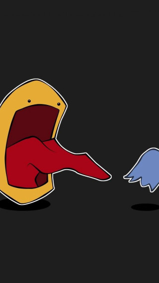 Cartoon character biting blue yellow - chris labrooy free wallpaper