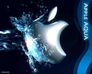 Apple logo water splash blue 2 - a splash of water free wallpaper