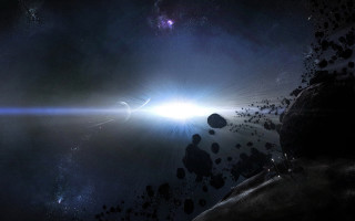 Space station bright light aurora - a distant object in the distance free wallpaper