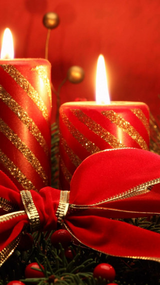 Candle ribbon bow closeup red - candle free wallpaper