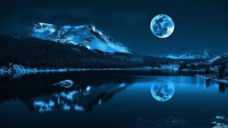 Full moon mountain lake night 3 - full moon free wallpaper