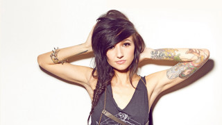 Woman tattoos posing hand head 2 - her arm behind her head free wallpaper