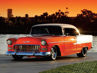 Classic car sunset water palm - the side of a road near a body of water free wallpaper