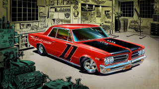 Red car garage machine shop - a red car free wallpaper