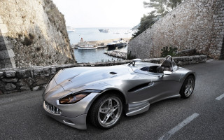 Silver sports car street water - bernardo cavallino free wallpaper
