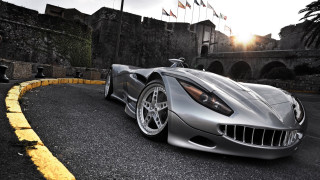 Silver sports car castle night - cedric seaut keos masons free wallpaper