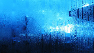 Window rain drops building blue - a building in the background free wallpaper