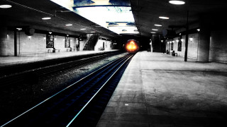 Train tracks station skylight white - matte drawing free wallpaper