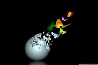 White ball butterflies black background - beeple free wallpaper