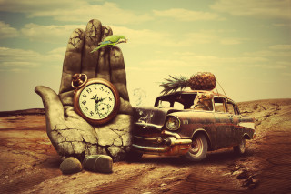 Hand clock car desert palm - a palm tree free wallpaper