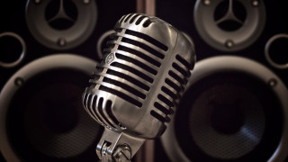 Microphone speakers wall background sound - free technology wallpaper