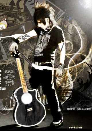 Man guitar wall guitar gothic - back end free wallpaper
