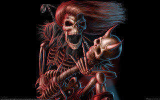 Skeleton red hair devilish face - metal free wallpaper