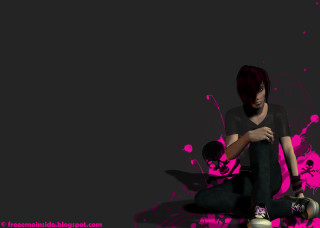 Woman skateboard skull pink background - blender and photoshop free wallpaper