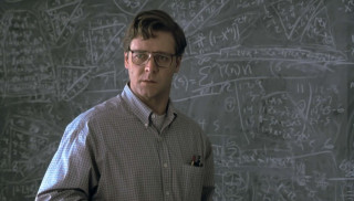 Man standing blackboard writing pocketed - a blackboard free wallpaper