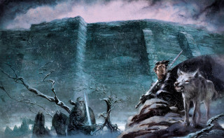 Man animals castle sky background - a painting of a man free wallpaper