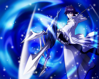 Man white dress sword blue 2 - a white dress holding free wallpaper