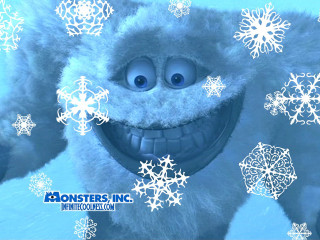 Snow monster smiling snowflakes surrounding - brian snøddy free wallpaper