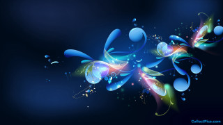 Blue background bubbles butterfly back - back free wallpaper