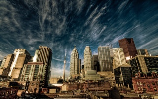 Tokyo city skyline bridge clouds - a matte painting free wallpaper