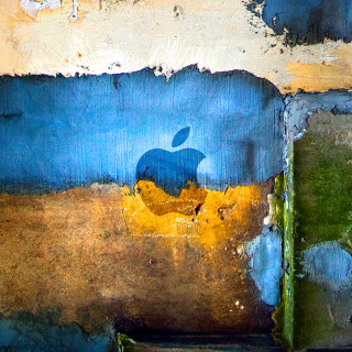 Apple logo peeling paint wall - paint free wallpaper