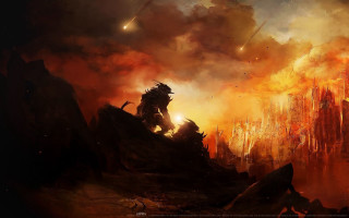 Man horse fire landscape sky - craig mullins free wallpaper