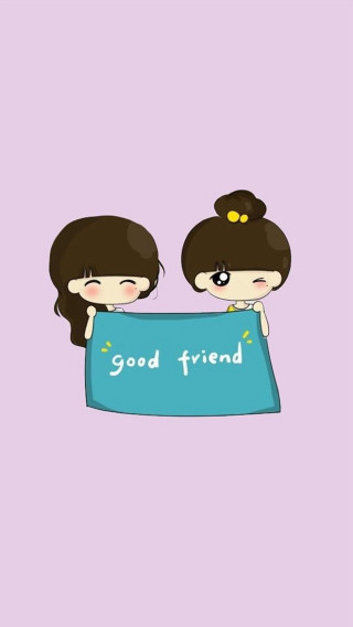 Two girls holding sign good - good free wallpaper