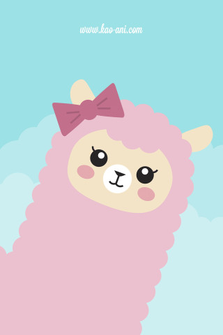 Pink llama red bow blue - a blue sky background free wallpaper