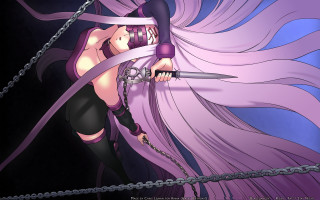 Woman sword chains purple hair - a purple hair free wallpaper