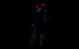 Woman blue dress red hat 2 - promotional image free wallpaper