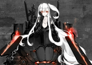 White hair black dress guns - giant free wallpaper