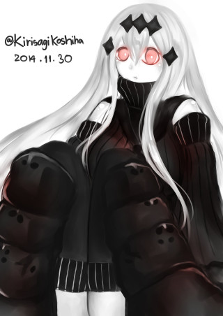 Girl long white hair red - red eye free wallpaper