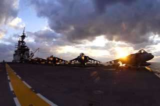 Aircraft carrier runway ocean sunset - donald sherwood free wallpaper
