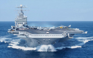Large ship ocean background water 5 - a smaller ship in the background free wallpaper