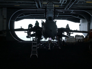 Jet fighter aircraft carrier bridge - intimidating lighting free wallpaper