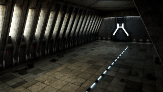 Dimly lit room large clock - constructivism free wallpaper