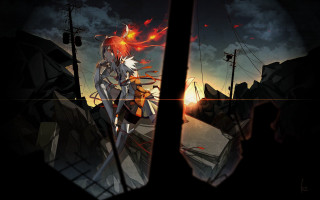 Person standing window fire sky - a person free wallpaper for desktop