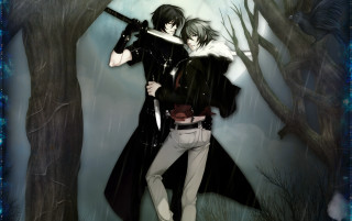 Couple people rain swords wolf - sword free wallpaper