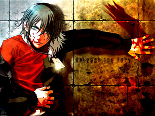 Man redshirt gloves blood fire - his shoulder free wallpaper