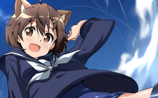 Anime cat ears tail blue - a character portrait free wallpaper