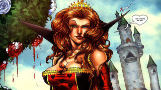 Woman red dress crown castle - a crown free wallpaper